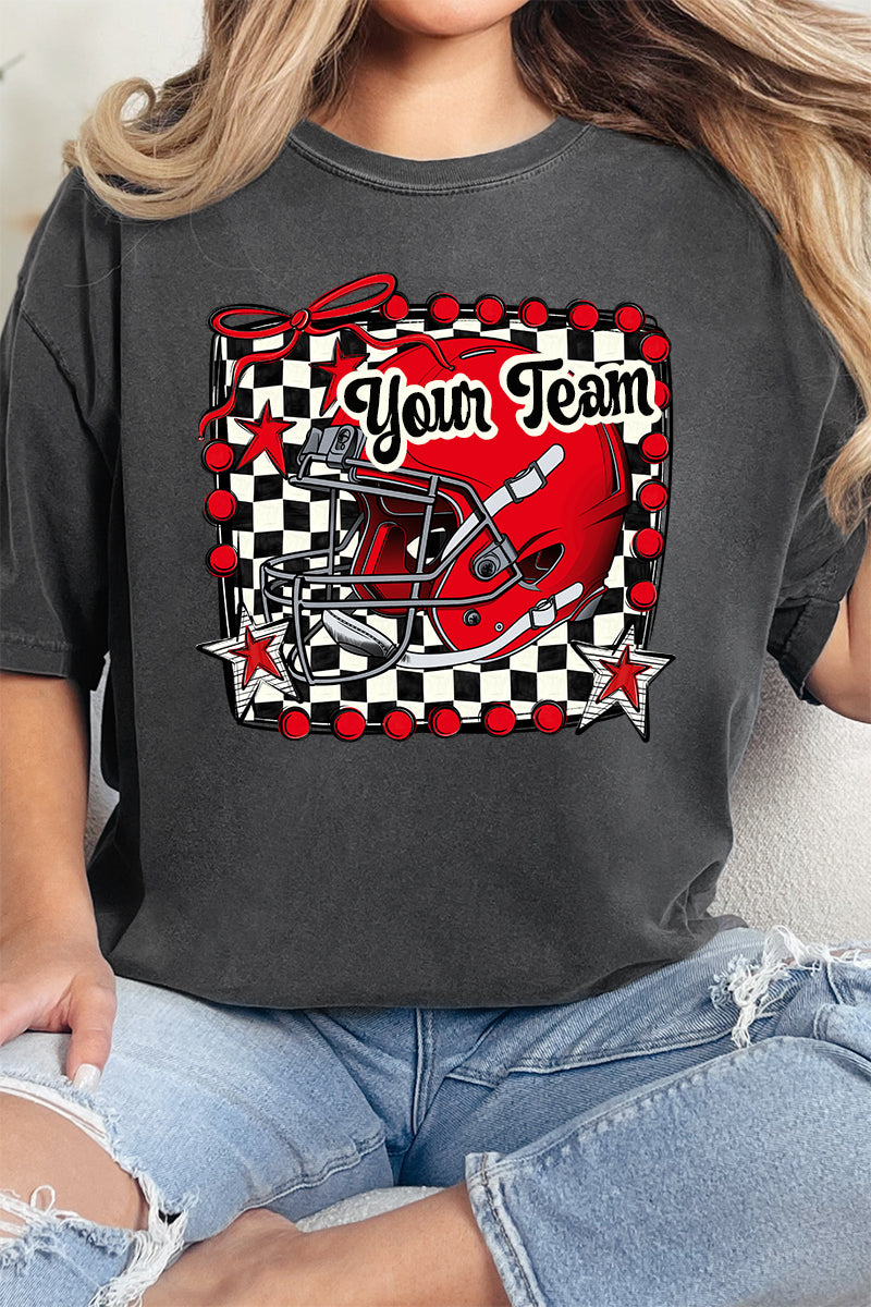 Doodle Red Football Pride Comfort Colors Adult Ring-Spun Cotton Tee *Personalize Your Team Name