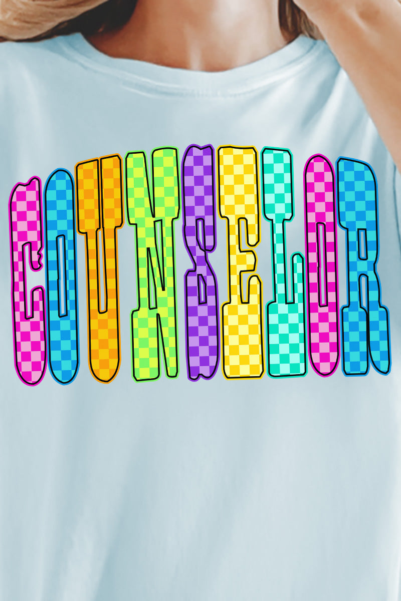 Checkered Glow Counselor Comfort Colors Adult Ring-Spun Cotton Tee