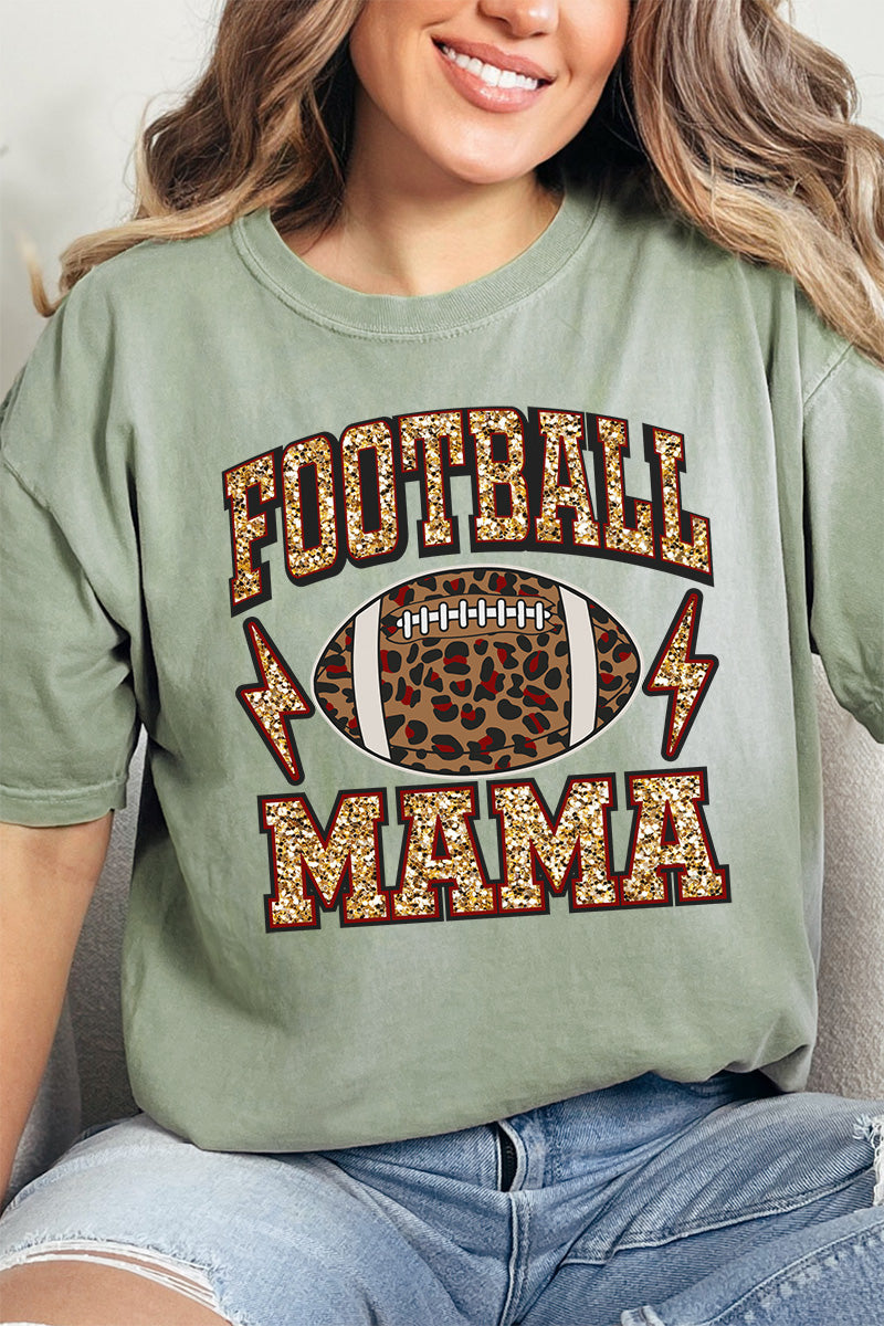 Faux Sequin Football Mama Comfort Colors Adult Ring-Spun Cotton Tee