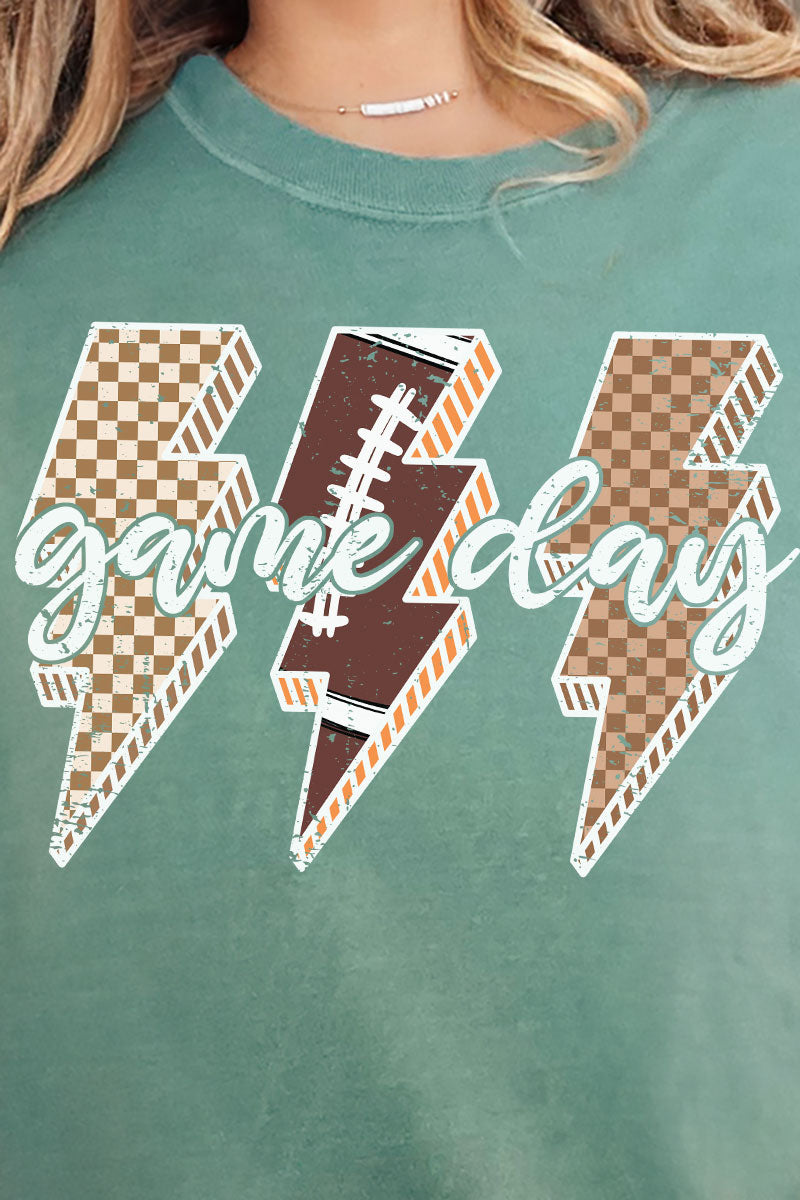 Football Game Day Lightning Bolt Comfort Colors Adult Ring-Spun Cotton Tee