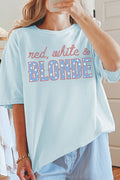 Red, White & Blonde Comfort Colors Adult Ring-Spun Cotton Tee