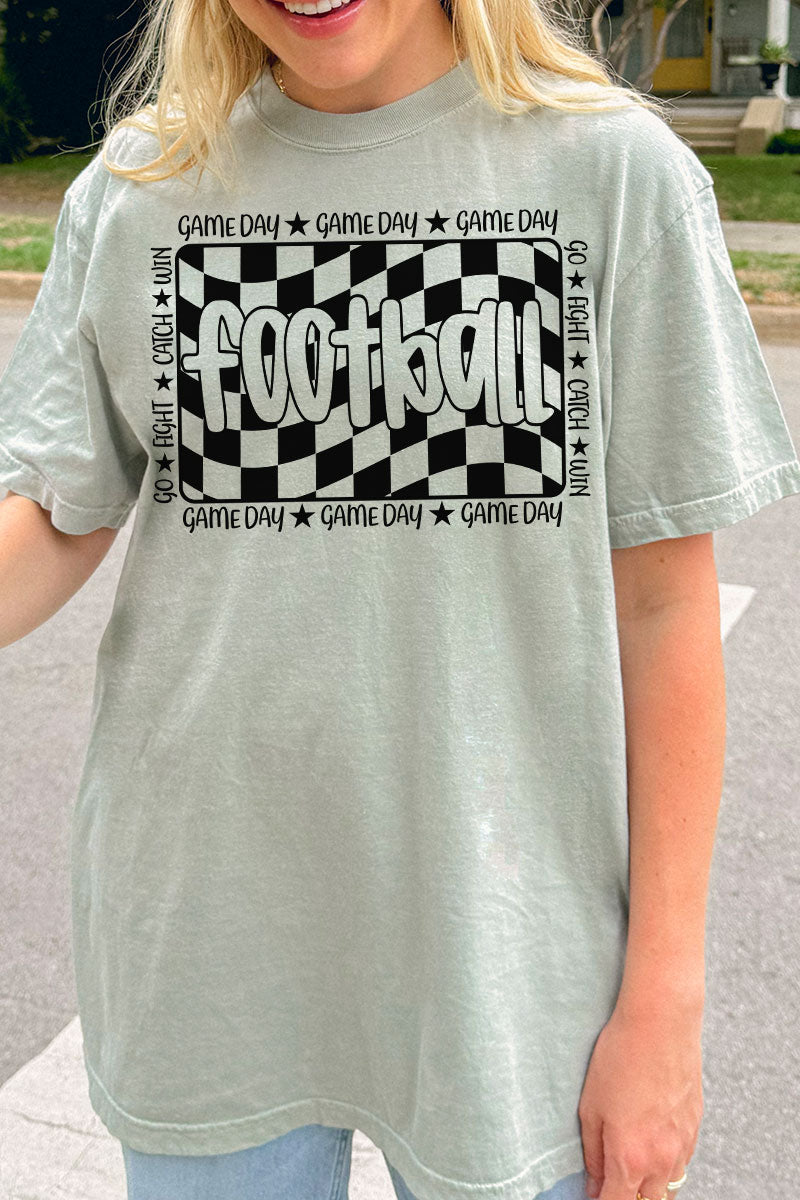 Wavy Checkered Football Comfort Colors Adult Ring-Spun Cotton Tee