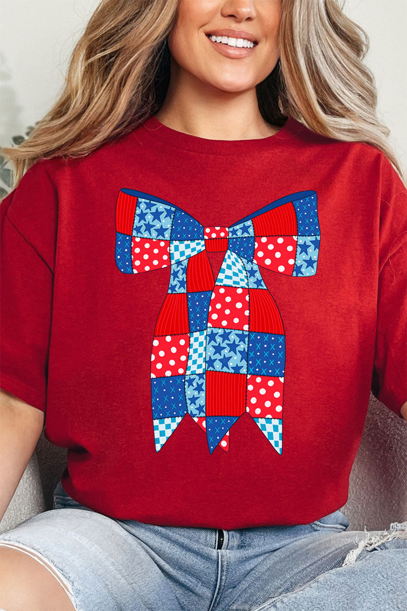 Patchwork Patriotic Bow Softstyle Adult T-Shirt product image 9