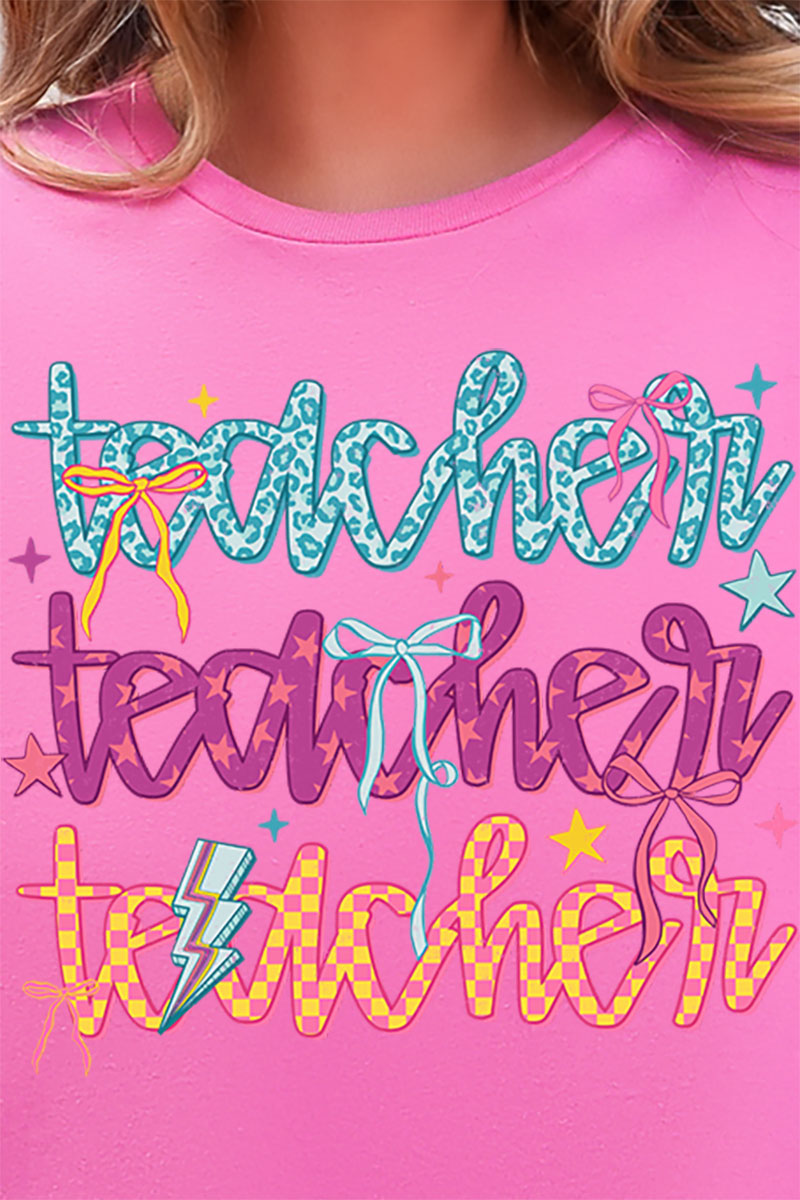 Stacked Colorful Teacher Softstyle Adult T-Shirt product image 2