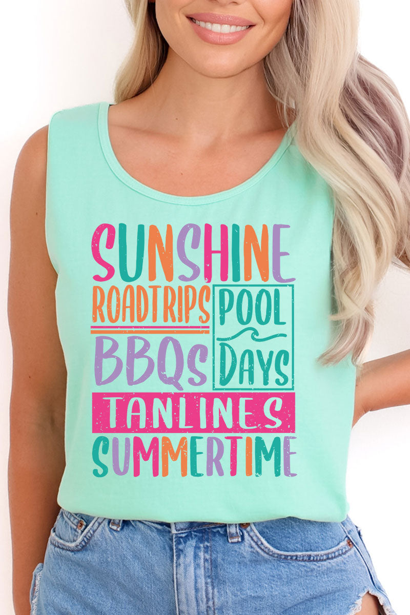 Colorful Summertime Comfort Colors Cotton Tank Top