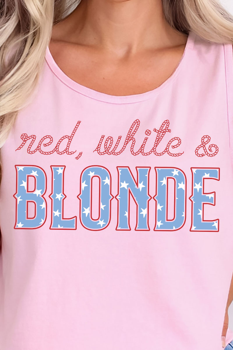 Red, White & Blonde Comfort Colors Cotton Tank Top