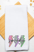 Spooky Neon Lightning Waffle Kitchen Towel